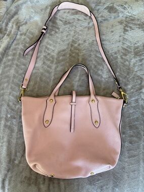 Annabel Ingall Light Pink Leather Convertible Shoulder Tote